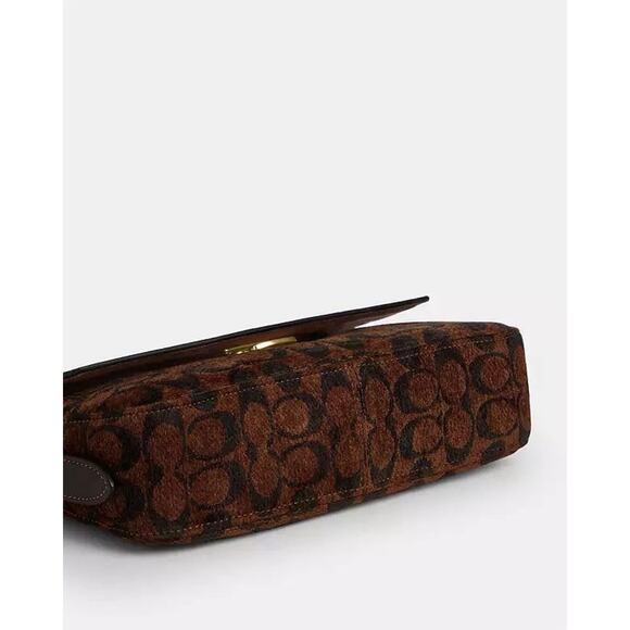 NWT Coach Etta Small Flap Shoulder Bag in Signature Chenille CCV65 Gold - Picture 14 of 15